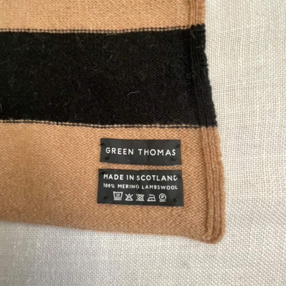 •Green Thomas Merino Lambswool Blanket Knit Scarf Wrap Designer Scotland82”x23” - Picture 6 of 11